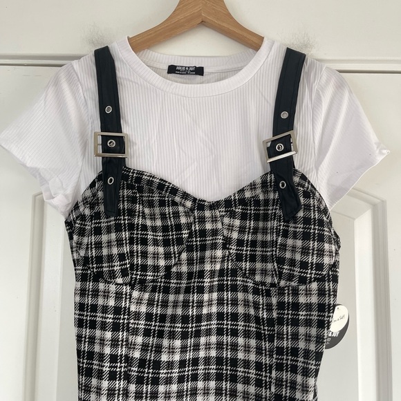 Jolie & Joy Plaid Mini Dress and Tee Set - Picture 7 of 7